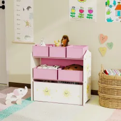 Estantería Infantil para Juguetes de 3 Niveles con 6 Cajas Extraíbles de Tela no Tejida para Guardería 63x30x66 ... - Ogal.Es