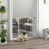 Barrera de Seguridad para Perros 74-94 cm con Extensión Montaje a Presión Doble Bloqueo para Puerta Escalera Blanco - Ogal.Es