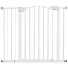 Barrera de Seguridad para Perros 74-94 cm con Extensión Montaje a Presión Doble Bloqueo para Puerta Escalera Blanco - Ogal.Es