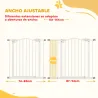 Barrera de Seguridad para Perros 74-94 cm con Extensión Montaje a Presión Doble Bloqueo para Puerta Escalera Blanco - Ogal.Es