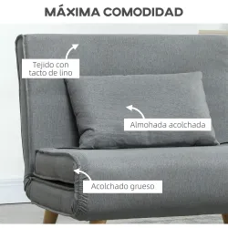 Sillón Cama Individual 3 en 1 Sofá Cama Plegable con Respaldo Ajustable y Cojín para Sala Dormitorio 90x78x79 cm... - Ogal.Es