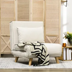 Sillón Cama Individual 2 en 1 Sofá Cama Plegable con Respaldo Ajustable y Cojín para Sala Dormitorio 72x78x79 cm... - Ogal.Es