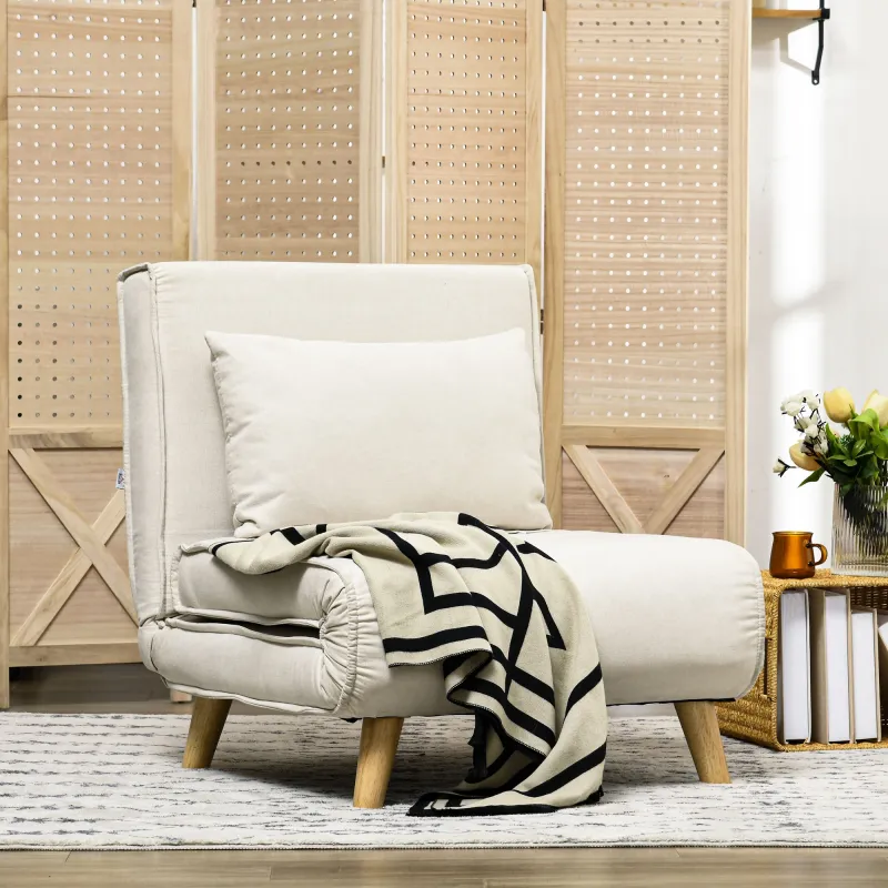 Sillón Cama Individual 2 en 1 Sofá Cama Plegable con Respaldo Ajustable y Cojín para Sala Dormitorio 72x78x79 cm... - Ogal.Es