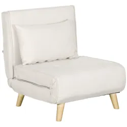 Sillón Cama Individual 2 en 1 Sofá Cama Plegable con Respaldo Ajustable y Cojín para Sala Dormitorio 72x78x79 cm... - Ogal.Es