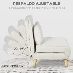 Sillón Cama Individual 2 en 1 Sofá Cama Plegable con Respaldo Ajustable y Cojín para Sala Dormitorio 72x78x79 cm... - Ogal.Es