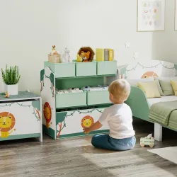 Estantería Infantil para Juguetes de 3 Niveles con 6 Cajas Extraíbles de Tela no Tejida para Guardería 63x30x66 ... - Ogal.Es