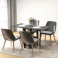 Mesa de Cocina Plegable con Alas Abatibles 2 Ruedas y Estantes Estilo Moderno 120x60x75 cm Negro - Ogal.Es