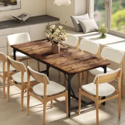 Mesa de Comedor Rectangular para 6-8 Personas Estilo Industrial con Patas de Metal 180x80x75,5 cm Marrón Rústico - Ogal.Es