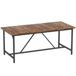 Mesa de Comedor Rectangular para 6-8 Personas Estilo Industrial con Patas de Metal 180x80x75,5 cm Marrón Rústico - Ogal.Es