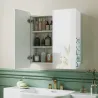 Armario de Baño con Espejo Diseño con Bordes Curvados 2 Puertas Estantes Ajustables 68x13x66 cm Blanco - Ogal.Es