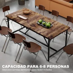 Mesa de Comedor Rectangular para 6-8 Personas Estilo Industrial con Patas de Metal 180x80x75,5 cm Marrón Rústico - Ogal.Es