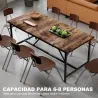 Mesa de Comedor Rectangular para 6-8 Personas Estilo Industrial con Patas de Metal 180x80x75,5 cm Marrón Rústico - Ogal.Es