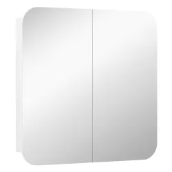 Armario de Baño con Espejo Diseño con Bordes Curvados 2 Puertas Estantes Ajustables 68x13x66 cm Blanco - Ogal.Es