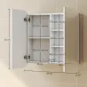 Armario de Baño con Espejo Diseño con Bordes Curvados 2 Puertas Estantes Ajustables 68x13x66 cm Blanco - Ogal.Es