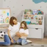 Librería Infantil de 4 Niveles Estantería para Libros Infantil con 3 Estantes y 1 Cajón con Ruedas 62,5x30x70 cm... - Ogal.Es