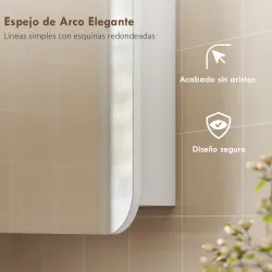 Armario de Baño con Espejo Diseño con Bordes Curvados 2 Puertas Estantes Ajustables 68x13x66 cm Blanco - Ogal.Es