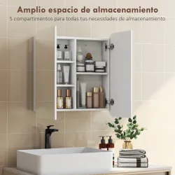Armario de Baño con Espejo Diseño con Bordes Curvados 2 Puertas Estantes Ajustables 68x13x66 cm Blanco - Ogal.Es