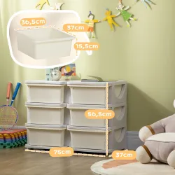 Torre de Almacenamiento Infantil con 6 Cajones Organizador de Juguetes con Bordes Redondeados y Asas 75x37x56,5 ... - Ogal.Es