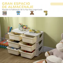 Torre de Almacenamiento Infantil con 6 Cajones Organizador de Juguetes con Bordes Redondeados y Asas 75x37x56,5 ... - Ogal.Es