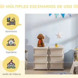 Torre de Almacenamiento Infantil con 6 Cajones Organizador de Juguetes con Bordes Redondeados y Asas 75x37x56,5 ... - Ogal.Es