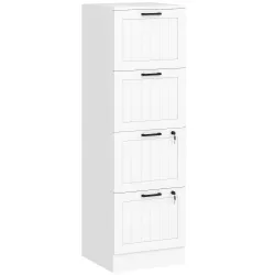 Mueble Archivador con 4 Cajones Cerraduras Carpetas A4 y Carta 40x40x131 cm Blanco - Ogal.Es