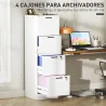 Mueble Archivador con 4 Cajones Cerraduras Carpetas A4 y Carta 40x40x131 cm Blanco - Ogal.Es