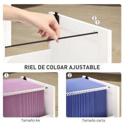 Mueble Archivador con 4 Cajones Cerraduras Carpetas A4 y Carta 40x40x131 cm Blanco - Ogal.Es