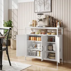 Aparador para Salón Industrial con 3 Puertas Compartimento Abierto Estantes Ajustables para Comedor 100x35x88 cm... - Ogal.Es
