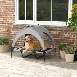Cama para Perros Elevada con Toldo Marco de Acero y Bolsa de Transporte para Interior Exterior 106x76x94 cm Gris... - Ogal.Es