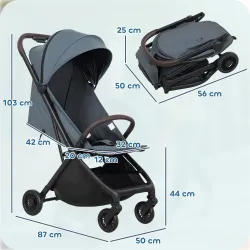 Carrito para Bebé Plegable Respaldo Reclinable Reposapiés Ajustable Capota Arnés de 5 Puntos Carga 15 kg Azul Os... - Ogal.Es