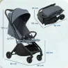 Carrito para Bebé Plegable Respaldo Reclinable Reposapiés Ajustable Capota Arnés de 5 Puntos Carga 15 kg Azul Os... - Ogal.Es
