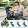Carrito para Bebé Plegable Respaldo Reclinable Reposapiés Ajustable Capota Arnés de 5 Puntos Carga 15 kg Azul Os... - Ogal.Es