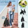 Carrito para Bebé Plegable Respaldo Reclinable Reposapiés Ajustable Capota Arnés de 5 Puntos Carga 15 kg Azul Os... - Ogal.Es