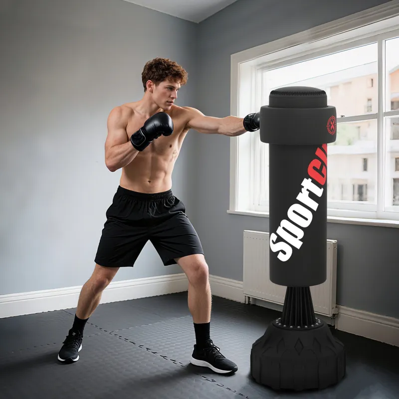 Saco de Boxeo de Pie 175 cm para Adultos Altura Ajustable de Banda Base Rellenable con Ventosas Amortiguador Negro - Ogal.Es