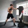 Saco de Boxeo de Pie 175 cm para Adultos Altura Ajustable de Banda Base Rellenable con Ventosas Amortiguador Negro - Ogal.Es