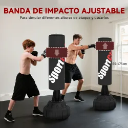 Saco de Boxeo de Pie 175 cm para Adultos Altura Ajustable de Banda Base Rellenable con Ventosas Amortiguador Negro - Ogal.Es