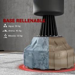 Saco de Boxeo de Pie 175 cm para Adultos Altura Ajustable de Banda Base Rellenable con Ventosas Amortiguador Negro - Ogal.Es