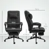 Silla de Escritorio Reclinable con Altura Ajustable Reposapiés Reposacabezas y Reposabrazos 66x76x112-120 cm Negro - Ogal.Es