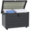 Baúl de Almacenaje Exterior de Acero Galvanizado con 4 Ruedas 2 Asas y Tapa con Cerradura 100x62x65 cm Gris Oscuro - Ogal.Es