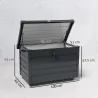 Baúl de Almacenaje Exterior de Acero Galvanizado con 4 Ruedas 2 Asas y Tapa con Cerradura 100x62x65 cm Gris Oscuro - Ogal.Es