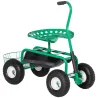 Asiento de Jardín con Ruedas Asiento Giratorio y Ajustable en Altura Bandeja de Herramientas Cesta para Exterior... - Ogal.Es