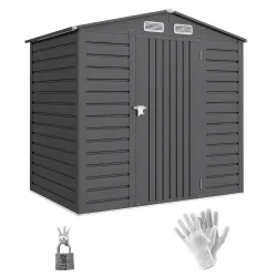 Caseta de Jardín Exterior 190x131x188 cm Cobertizo Metálico con 2 Ventilaciones y Puerta para Herramientas Gris - Ogal.Es