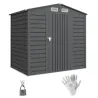 Caseta de Jardín Exterior 190x131x188 cm Cobertizo Metálico con 2 Ventilaciones y Puerta para Herramientas Gris - Ogal.Es
