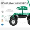Asiento de Jardín con Ruedas Asiento Giratorio y Ajustable en Altura Bandeja de Herramientas Cesta para Exterior... - Ogal.Es