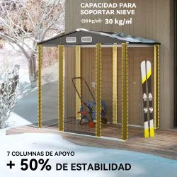 Caseta de Jardín Exterior 190x131x188 cm Cobertizo Metálico con 2 Ventilaciones y Puerta para Herramientas Gris - Ogal.Es
