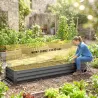 Jardinera Exterior Grande Rectangular de Acero Galvanizado Huerto Urbano con Base Abierta 240x60x30 cm Gris Oscuro - Ogal.Es