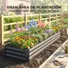 Jardinera Exterior Grande Rectangular de Acero Galvanizado Huerto Urbano con Base Abierta 240x60x30 cm Gris Oscuro - Ogal.Es