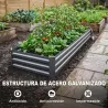 Jardinera Exterior Grande Rectangular de Acero Galvanizado Huerto Urbano con Base Abierta 240x60x30 cm Gris Oscuro - Ogal.Es