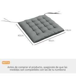 Juego de 6 Cojines para Sillas de Comedor 40x40 cm 6 Piezas Cojines para Sillas de Jardín Acolchados con Cintas ... - Ogal.Es