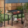 Barbacoa de Carbón 113x53,5x82,5 cm con 2 Parrillas Alturas Ajustables Mesa Lateral, Estante y Ruedas para Jardí... - Ogal.Es